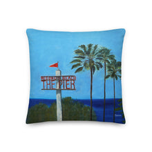 Load image into Gallery viewer, Fine Art Throw Pillow, &quot;This Way to Redondo Beach Pier&quot;, from original artwork by Esperanza Deese
