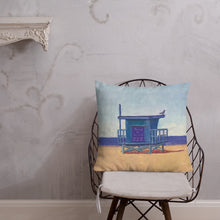 Load image into Gallery viewer, Fine Art Throw Pillow, &quot;Southbay Lifeguard Tower&quot;, from original artwork by Esperanza Deese
