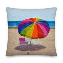 Load image into Gallery viewer, Fine Art Throw Pillow, &quot;Beach Umbrella&quot;, from original artwork by Esperanza Deese
