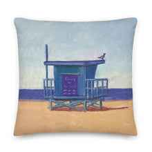 Load image into Gallery viewer, Fine Art Throw Pillow, &quot;Southbay Lifeguard Tower&quot;, from original artwork by Esperanza Deese
