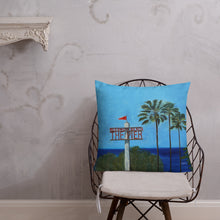 Load image into Gallery viewer, Fine Art Throw Pillow, &quot;This Way to Redondo Beach Pier&quot;, from original artwork by Esperanza Deese
