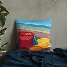 Load image into Gallery viewer, Fine Art Throw Pillow, &quot;Beach Buckets&quot;, from original artwork by Esperanza Deese
