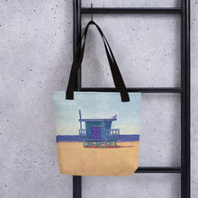 Load image into Gallery viewer, Fine Art Tote Bag, &quot;Southbay Lifeguard Tower&quot;, from original artwork by Esperanza Deese
