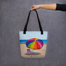 Load image into Gallery viewer, Fine Art Tote Bag, &quot;Beach Umbrella&quot;, from original artwork by Esperanza Deese
