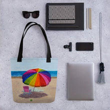 Load image into Gallery viewer, Fine Art Tote Bag, &quot;Beach Umbrella&quot;, from original artwork by Esperanza Deese
