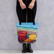 Load image into Gallery viewer, Fine Art Tote Bag, &quot;Beach Buckets&quot;, from original artwork by Esperanza Deese
