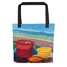 Load image into Gallery viewer, Fine Art Tote Bag, &quot;Beach Buckets&quot;, from original artwork by Esperanza Deese
